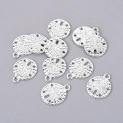 合金のチベット風チャーム  砂ドル  カドミウムフリー＆ニッケルフリー＆鉛フリー  銀色のメッキ  19x15x2mm  穴：2mm&nbsp;TIBEP-GC017-S-NR
