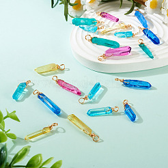 銅線で巻かれた天然染色クォーツペンダント20個  ナゲット  ミックスカラー  23.1~47.7mm  穴：2.8mm&nbsp;PALLOY-TAC0247
