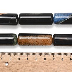 天然石瑪瑙ビーズ連売り  染め＆加熱  コラム  ミックスカラー  39.5~40x13.5~15mm  穴：1.2~1.4mm  約10個/連  15.51''~15.63