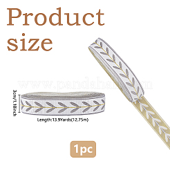12.75mのポリエステル製リーフ柄リボン  布ドレス縫製アクセサリー  ゲインボロ  1-1/8インチ（30mm）&nbsp;OCOR-DC0001-28A