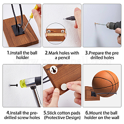 Wall Mounted Wood & Iron Basketball Rack&nbsp;AJEW-WH0248