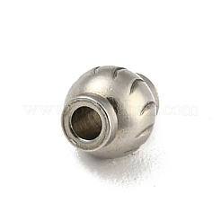 変色しない304ステンレススチールビーズ  ランタン  ステンレス鋼色  5.5x5mm  穴：1.6mm&nbsp;STAS-A091-01B-P