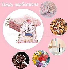 ゴールドスタンプハートオーガンジーギフトバッグ100個  結婚披露宴のクリスマス キャンデー袋のためのアクセサリー類のギフトの網の巾着袋  結婚式の好意バッグ  長方形  桃パフ  18x13cm&nbsp;OP-PH0001-37B