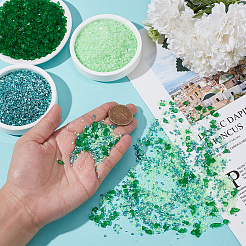 300g 3種類のガラスチップ  ナゲット  庭の水族館の花瓶植物装飾  ミックスカラー  1~8.5x2~5.5x0.5~3.5mm  100g /スタイル&nbsp;GLAA-SC0003-04