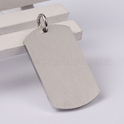 足跡のついた長方形の304ステンレススチールペンダント  長方形  ミックスカラー  35x21x2mm  穴：5mm&nbsp;STAS-I060-15