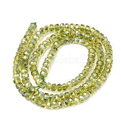 電気メッキガラスビーズセット  パール光沢メッキ  多面カット  ロンデル  黄緑  2.4~3.2x4mm  穴：1mm  約147~152個/連  39~45cm&nbsp;GLAA-Q105-03-02