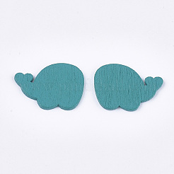 塗装ポプラ木製カボション  象  ダークシアン  18x25x2mm&nbsp;WOOD-T021-24B