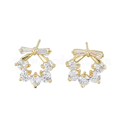 Clear Cubic Zirconia Wreath Stud Earrings&nbsp;EJEW-N014-19