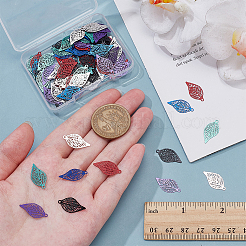 120Pcs 6 Colors 430 Stainless Steel Etched Metal Embellishments Pendants&nbsp;STAS-WR0001-44