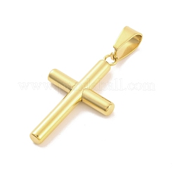PVD真空メッキ304ステンレスペンダント  クロスチャーム  宗教  ゴールドカラー  34x20x4.5mm  穴：9x5mm&nbsp;STAS-Z080-06G