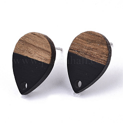 Resin & Walnut Wood Stud Earring Findings&nbsp;X-MAK-N032-002A-B01