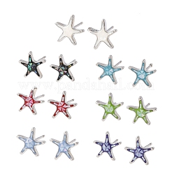 Brass Enamel Starfish Stud Earrings&nbsp;EJEW-I322-02P