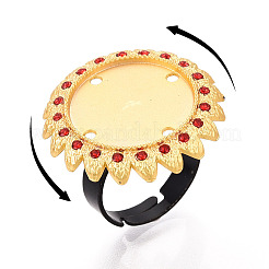 Adjustable Alloy & Iron & Rhinestone Bezel Cup Ring Base with Rotatable Tray&nbsp;MAK-T012-15G