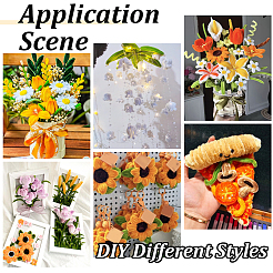 ひまわりのツイストスティックのDIYキット  鉄製の茎の花棒を含む  DIYぬいぐるみスティック  パイプクリーナー  マスキングテープ  包装紙とポリエステルリボン  ミックスカラー  304x2mm&nbsp;AJEW-SC0032-03