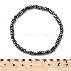 Disc & Round Grade AA Non-magnetic Synthetic Hematite & Natural Gemstone Beads Stretch Bracelets for Women Men&nbsp;BJEW-JB13809
