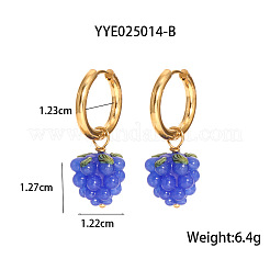 304ステンレススチール製グレープフープピアス  18KGP本金メッキ  ブルー  12.7x12.2x12.3mm&nbsp;ZJ1069-1