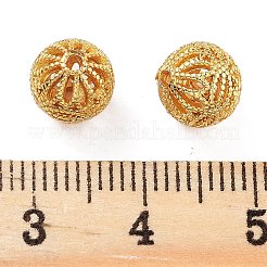 ラックメッキ真鍮製ビーズ  カドミウムフリー＆鉛フリー  花と中空丸  18KGP本金メッキ  8mm  穴：1.2~1.4mm&nbsp;KK-S377-13G
