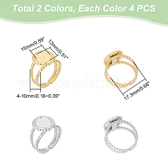 8Pcs 2 Colors 304 Stainless Steel Open Cuff Ring Settings&nbsp;RJEW-UN0002-74
