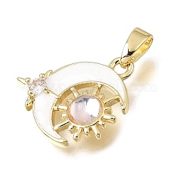 Brass Micro Pave Clear Cubic Zirconia Pendants&nbsp;KK-C263-02G