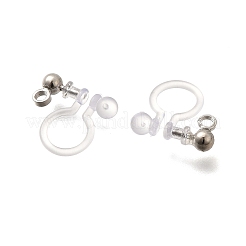 201ステンレススチールクリップオンイヤリングセッティング  プラスチック付き  ステンレス鋼色  11x10.5x3mm  穴：1.6mm&nbsp;STAS-F311-14P