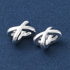 真鍮ビーズ  カドミウムフリー＆ニッケルフリー＆鉛フリー  クロス  925銀メッキ  7x4.5x4mm  穴：4x1.5mm&nbsp;KK-G491-47S