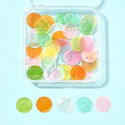 56個 8色スプレー塗装天然カピスシェルディスクチャーム  ミックスカラー  15x0.5~1mm  穴：1.2~1.5mm&nbsp;BSHE-FS0001-10