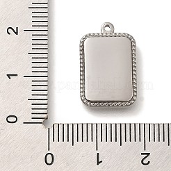 304ステンレスペンダント  パヴェシェル付き  長方形のチャーム  ステンレス鋼色  18.5x12x2.5mm  穴：1.2mm&nbsp;STAS-S148-06P