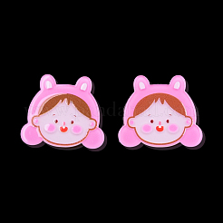 印刷されたアクリルカボション  赤ちゃん  パールピンク  27x31x2mm&nbsp;OACR-N135-08