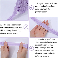 20 Yards Ruffled Polyester Elastic Lace Trim&nbsp;EW-WH0018-01B
