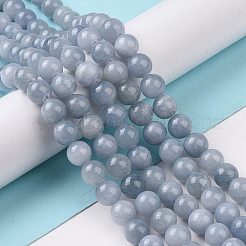 天然石イエロージェイド翡翠ビーズ連売り  染め  ラウンド  ライトブルー  8mm  穴：1mm  約50個/連  15.75インチ&nbsp;G-G598-8mm-YXS-18