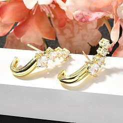 Brass Micro Pave Clear Cubic Zirconia Stud Earrings&nbsp;EJEW-C126-09G