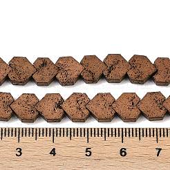 電気メッキされた天然溶岩岩ビーズ連売り  ハート  銅メッキ  8~9x8x3mm  穴：1mm  約56個/連  15.75''~16.14''（40~41センチメートル）&nbsp;G-K388-04B-05
