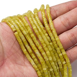 天然石レモンジェイド翡翠ビーズ連売り  フラットラウンド/ディスク  4x2mm  穴：0.7mm  約154個/連  15.43インチ（39.2cm）&nbsp;G-F631-A23