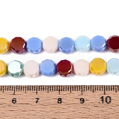 電気メッキガラスビーズセット  フラットラウンド  多面カット  カラフル  7.5~8x4~5mm  穴：1~1.4mm  約25~27個/連  7.28~7.48インチ（18.5~19cm）&nbsp;EGLA-N022-03A-A10