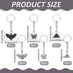 24Pcs 6 Styles Gothic Alloy Keychain&nbsp;KEYC-ME00020