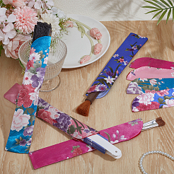 8Pcs 4 Styles Silk Cloth Floral Print Chinese Folding Fan Storage Bags&nbsp;ABAG-CY0001-06