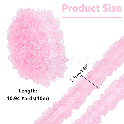 10mの二重層ポリエステルフラワー弾性レーストリム  作るヘアアクセサリー  ピンク  1-1/2インチ（37mm）  約10.94ヤード（10m）/箱&nbsp;OHAR-WR0001-02B