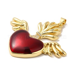 Rack Plating Brass Micro Pave Cubic Zirconia with Epoxy Resin Pendants&nbsp;KK-P241-42G