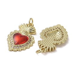 Brass Micro Pave Clear Cubic Zirconia Pendants&nbsp;KK-H466-05G-02