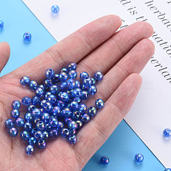 透明なアクリルビーズ  ABカラーメッキ  ラウンド  藤紫色  6x5mm  穴：1.8mm  約4400個/500g&nbsp;MACR-S370-B6mm-751