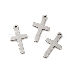 変色しない201ステンレススチールペンダント  クロスチャーム  ステンレス鋼色  15.5x9x1mm  穴：1mm&nbsp;STAS-E176-02P