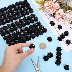 ポリエステル スパンコール 花 コスチューム アクセサリー 装飾  ブラック  180x19x8mm  花：18x18mm  100pcs /シート&nbsp;DIY-WH0899-422B