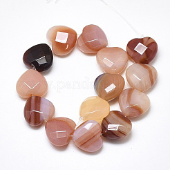 天然石赤瑪瑙ビーズ連売り  多面カット  ハート  14.5~15x15~15.5x7~8mm  穴：1.2mm  約14個/連  7.6インチ&nbsp;G-S357-E02-09