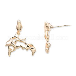 Brass Twist Dangle Stud Earrings for Women&nbsp;EJEW-N012-49LG