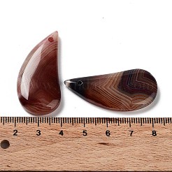 染め＆加熱天然瑪瑙ペンダント  ティアドロップチャーム  暗赤色  39~42x18.5~22x5.5~6mm  穴：1.5~1.6mm&nbsp;G-G065-03H
