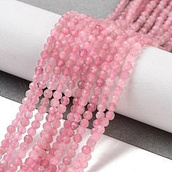 天然マダガスカル ローズクォーツビーズ連売り  多面カット  グレードAA  ラウンド  3mm  穴：0.7mm  約111~128個/連  15.16~15.39''（38.5~39.1センチメートル）&nbsp;G-B088-C09-03