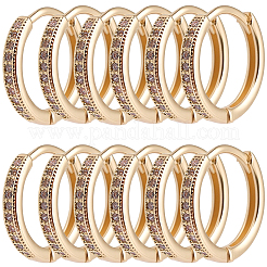 12Pcs Brass Micro Pave Clear Cubic Zirconia Hoop Earrings for Women&nbsp;EJEW-SC0001-97