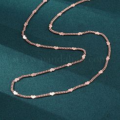 女性用真鍮カーブチェーンネックレス  304ステンレススチール製カニカン付き  ラックめっき  鉛フリー＆カドミウムフリー  長持ちメッキ  ローズゴールド  17.72インチ（45cm）&nbsp;NJEW-D302-07RG