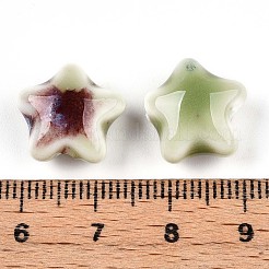 手作りの陶器ビーズ  スター  ビスク  13.5x15x7.5mm  穴：2mm&nbsp;PORC-H013-05-14
