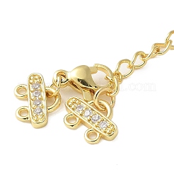 Brass Micro Pave Clear Cubic Zirconia End with Chains&nbsp;LS-KK-P290-24G